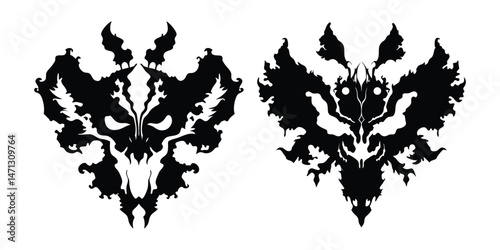 Rorschach Inkblot Test Two Symmetrical Figures