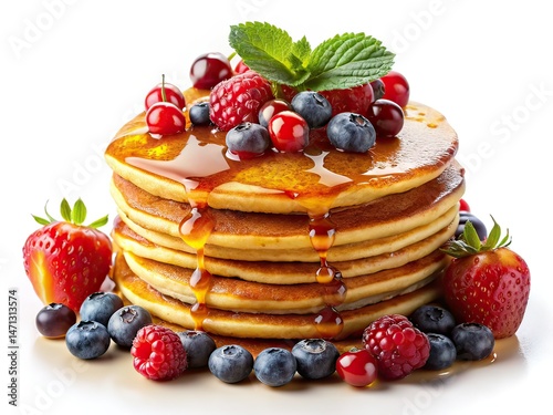Wallpaper Mural Healthy Pancakes with Berries & Honey Macro Closeup Torontodigital.ca
