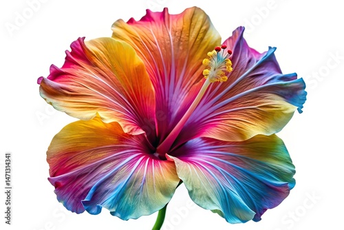 Hibiscus Silhouette Isolated White Background AI Photo