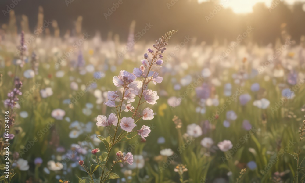 Obraz premium Delicate floral blooms softly blurred in a field of soft light , background, close up, light