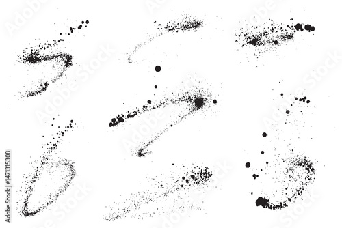 Blood splatter set of black vector grunge texture background frame