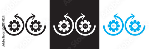Dev ops icon.  Vector for websites, mobile interfaces, presentations, banner, visual branding etc. Vector illustration. isolated on white and black background. EPS 10