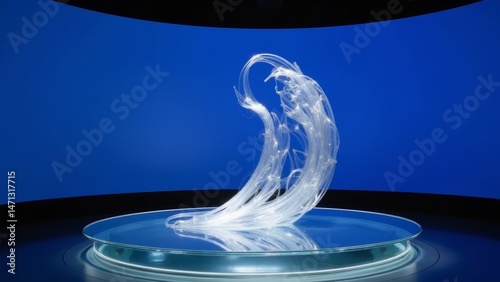 Blue background streamline sculpture image