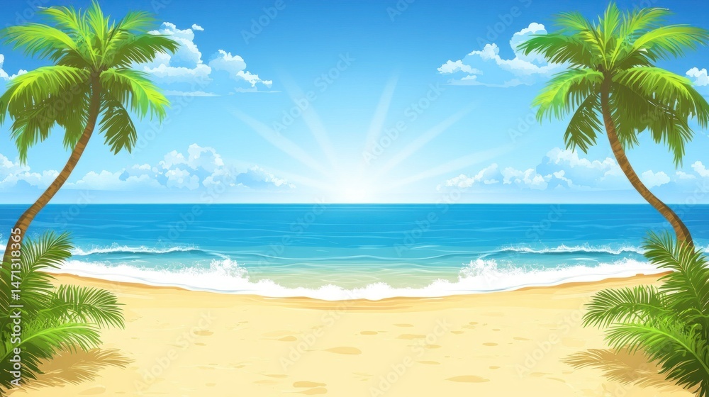 Fototapeta premium Tropical beach paradise scene