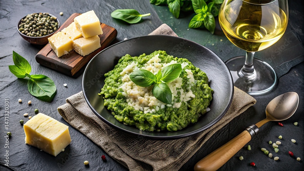 Italian Risotto Long Exposure - Pesto, Parmesan, Wine
