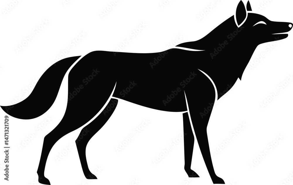 Obraz premium black silhouette of a wolf, vector illustration of a wolf, Wolf icon, Wolf design and logo