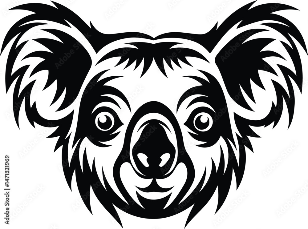 Obraz premium Koala Head icon, Koala Head logo, Koala Head design, Koala Head illustration vector, Black and white Koala head silhouette