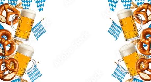 Beer Pretzel Bavarian Flag Festive Celebration Background