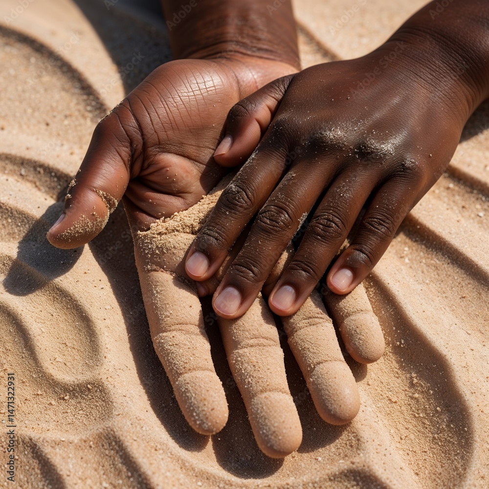 Fototapeta premium Diverse Hands in Sand Unity and Connection