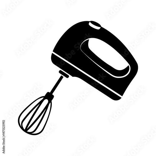 Hand Mixer Icon Electric Kitchen Beater Silhouette Vector Illustration
