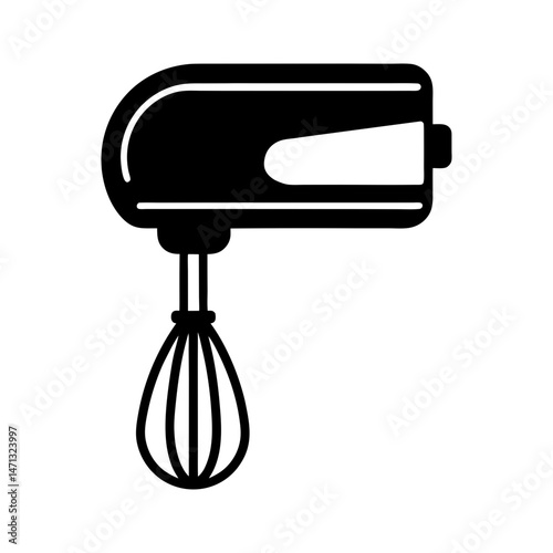 Hand Mixer Icon Electric Kitchen Beater Silhouette Vector Illustration
