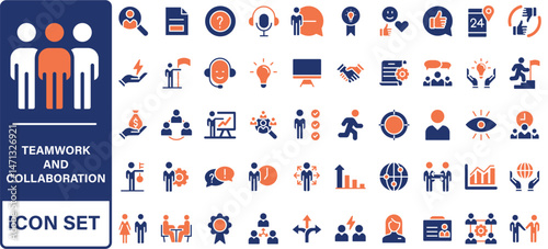 Teamwork line editable icon set. Editable stroke. Vector illustration