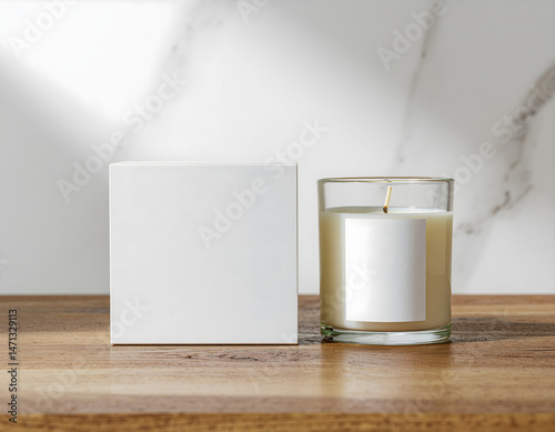mockup of a blank aromatherapy candle and its packaging box