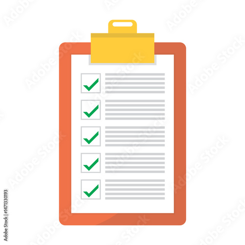 Clipboard and check mark. Checklist Flat style design vector illustration