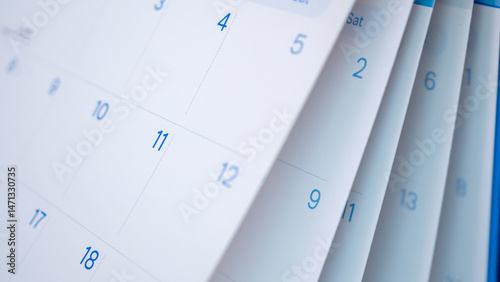 Bild auf Leinwand Abstract blur calendar page flipping sheet close up background business schedule