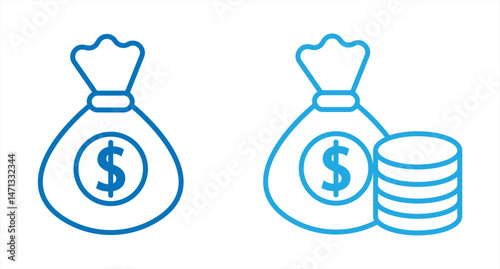 money bag icon, dollar bag money icon. vector illustration