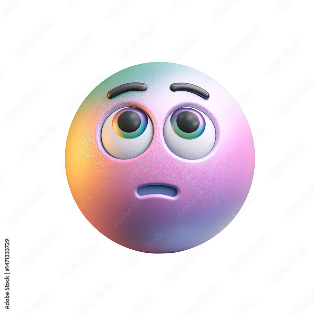 Fototapeta premium 3D Render of a Sad Pastel Emoticon on Transparent Background