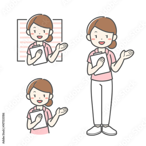 バインダーを持った女性看護師のベクターイラスト素材