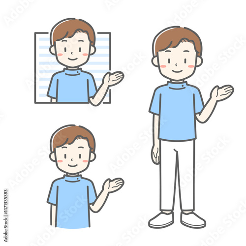 案内をする男性看護師のベクターイラスト素材