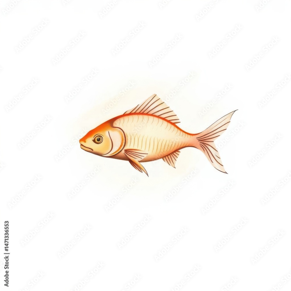 Fototapeta premium A vibrant aquatic creature swims gracefully, with reddish hues and delicate fins against a clean backdrop.