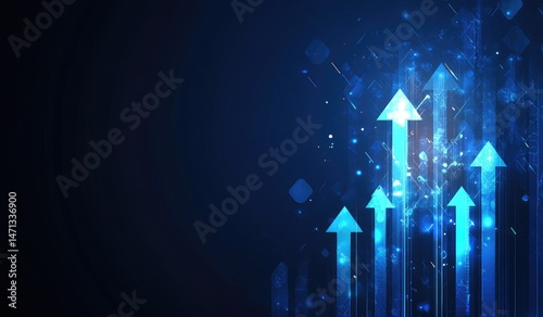 Ascending digital arrows signify growth and progress