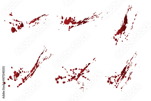 Set of bloodstain dripping gradient red blood splash background