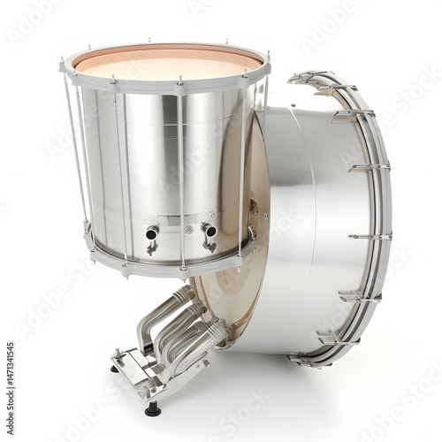 Chrome Bass Drum with Music Instrument.
