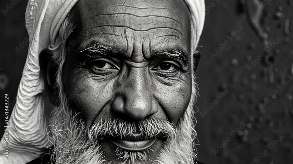 Elderly man with wisdom expression against a dark background Elderly man with wisdom expression against a dark background