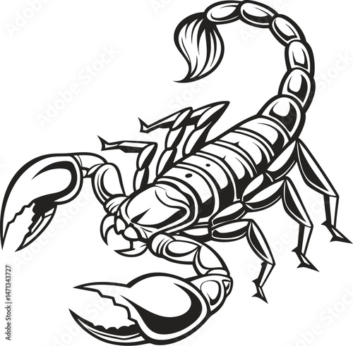 etailed Monochrome Illustration of a Scorpion