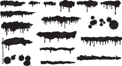 Dark Dribble Paint Effects Messy Leak and Splatter Brush Stroke Collection