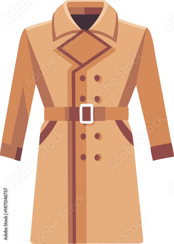 A stylish trench coat vector art illustration featuring clean lines, modern design, and elegant detailing, perfect for fashion-themed creative projects.