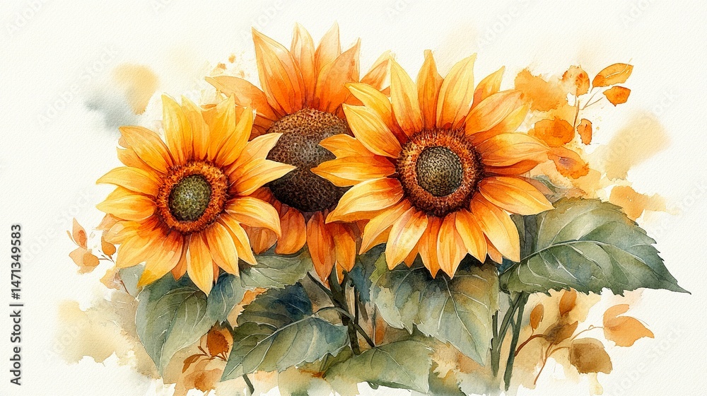 Obraz premium Rustic sunflower clipart for invitations, scrapbooking, or packaging 