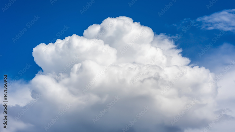 Naklejka premium White fluffy cloud in a summer sky, embodying serenity and dreamy beauty