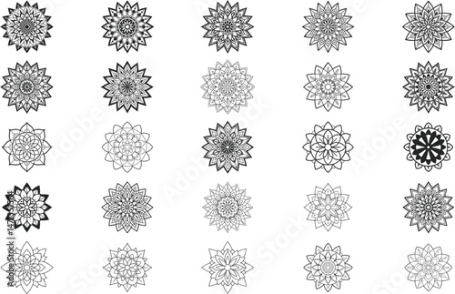 Big Set of Mandala Design, Intricate Pattern Collection, Circular Geometric Art, Decorative Spiritual Elements