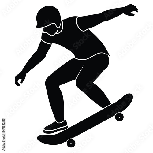Dynamic Skateboarding Silhouette Action Sports Illustration