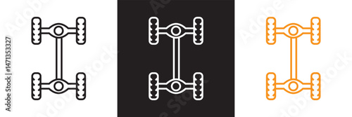 Car axle icon. Vector for websites, mobile interfaces, presentations, banner, visual branding etc. Vector illustration. isolated on white and black background. EPS 10