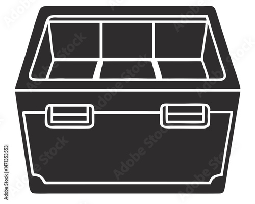 Silhouette illustration of a storage box or bin design with transparency effect