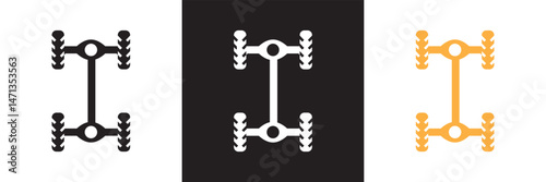 Car axle icon. Vector for websites, mobile interfaces, presentations, banner, visual branding etc. Vector illustration. isolated on white and black background. EPS 10