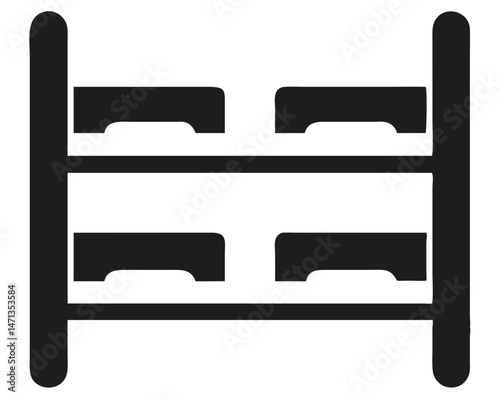 Black shoe rack silhouette design represents organized storage for footwear and home decor
