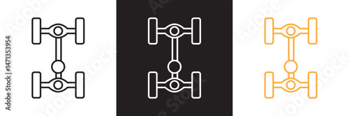 Car axle icon. Vector for websites, mobile interfaces, presentations, banner, visual branding etc. Vector illustration. isolated on white and black background. EPS 10