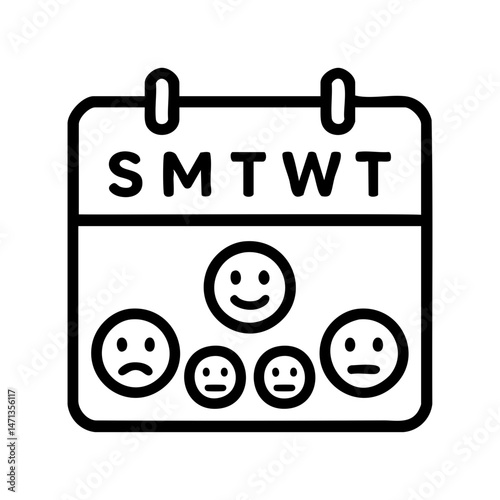 Mood tracking calendar icon with emojis