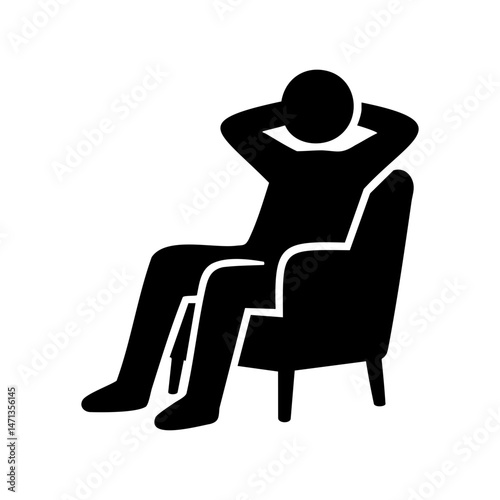 Relaxing person reclining on armchair icon