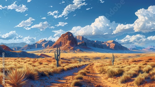 Nature and Plants Cactus desert landscape under blue sky