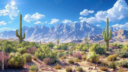 Nature and Plants Cactus desert landscape under blue sky