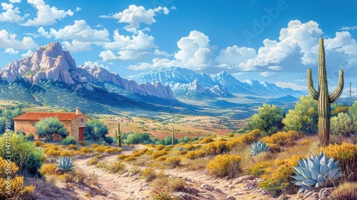 Nature and Plants Cactus desert landscape under blue sky