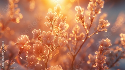 Nature and Plants Close-up of dew on grass in morning light