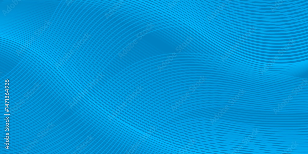 Abstract wave curve background in blue color. Stock vector 3D modern background for your design.