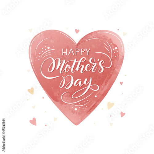 Printlittle child with tulips flowers with mother parent mother day