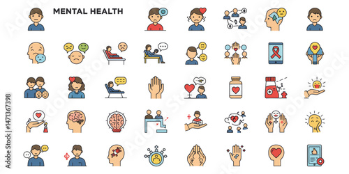 Mental Well-being and Healthcare Concepts Pictorial Representation Vector Graphic	