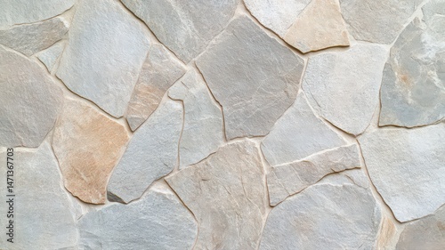 Textured Stone Wall Background: Beige Gray White Irregular Stones